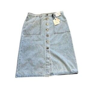Happily Grey Skirt Woman's Juniors Size 11/31 Button Light Blue Denim NWT 70's